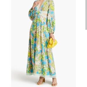 Diane Von Furstenberg Lina Embroidered Floral-Print Crepe Maxi Dress